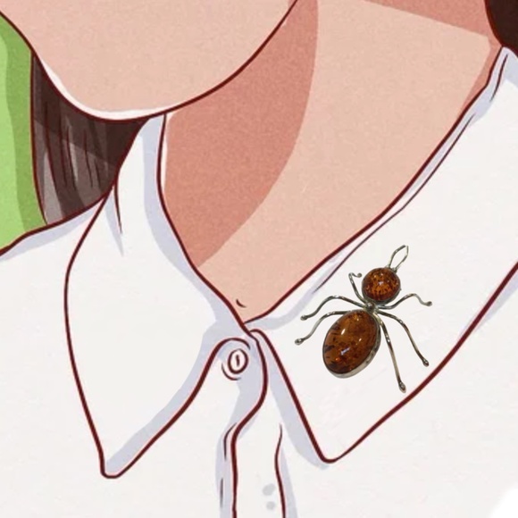 Vintage Sterling Silver Baltic Amber Insect Spider Bug Brooch Pin 1.75” Pristine - Picture 12 of 15